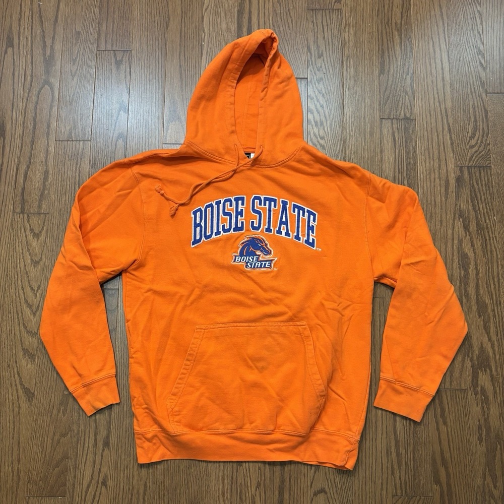 Boise State Idaho Hoodie Sweatshirt Football Embroidered Orange Sweater Men's M